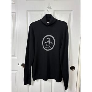 Original Penguin Turtle Neck Black Sweater Mens XL 70% Merino Wool 30% Cashmere
